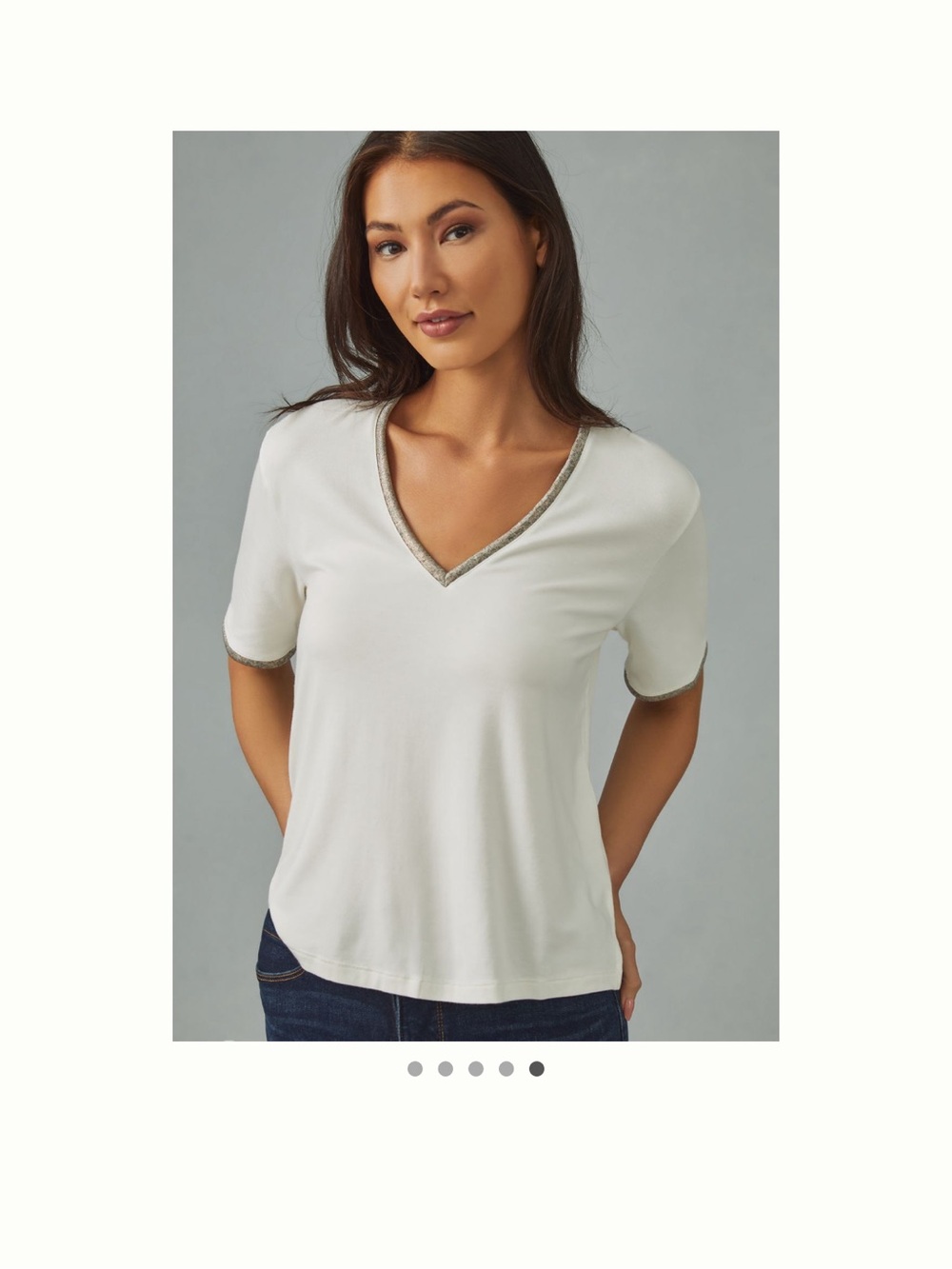 NWT - Pilcro - Anthropologie Deep V-Neck Tee - Contrast Trim - Medium